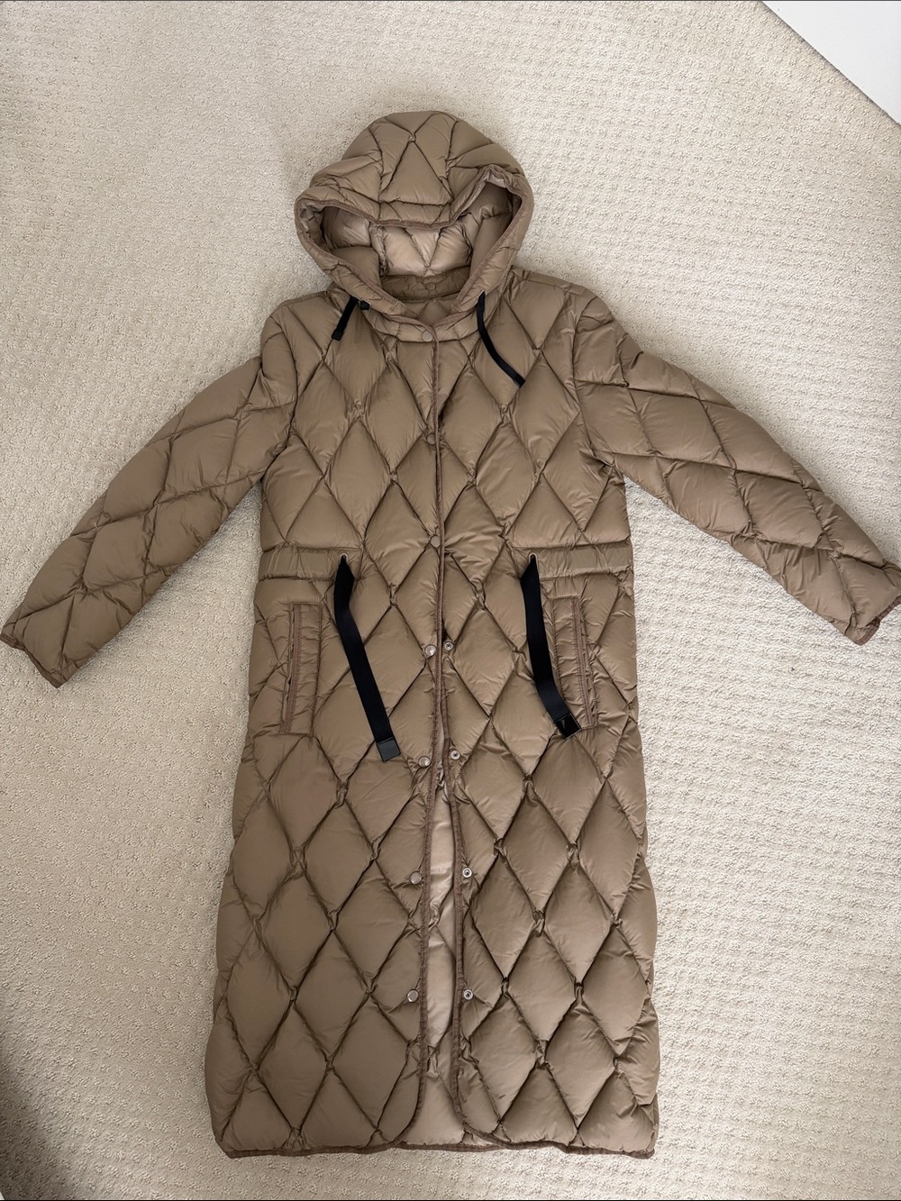 ZARA Quilted Long Puffer Coat Size Small - Picture 4 of 11